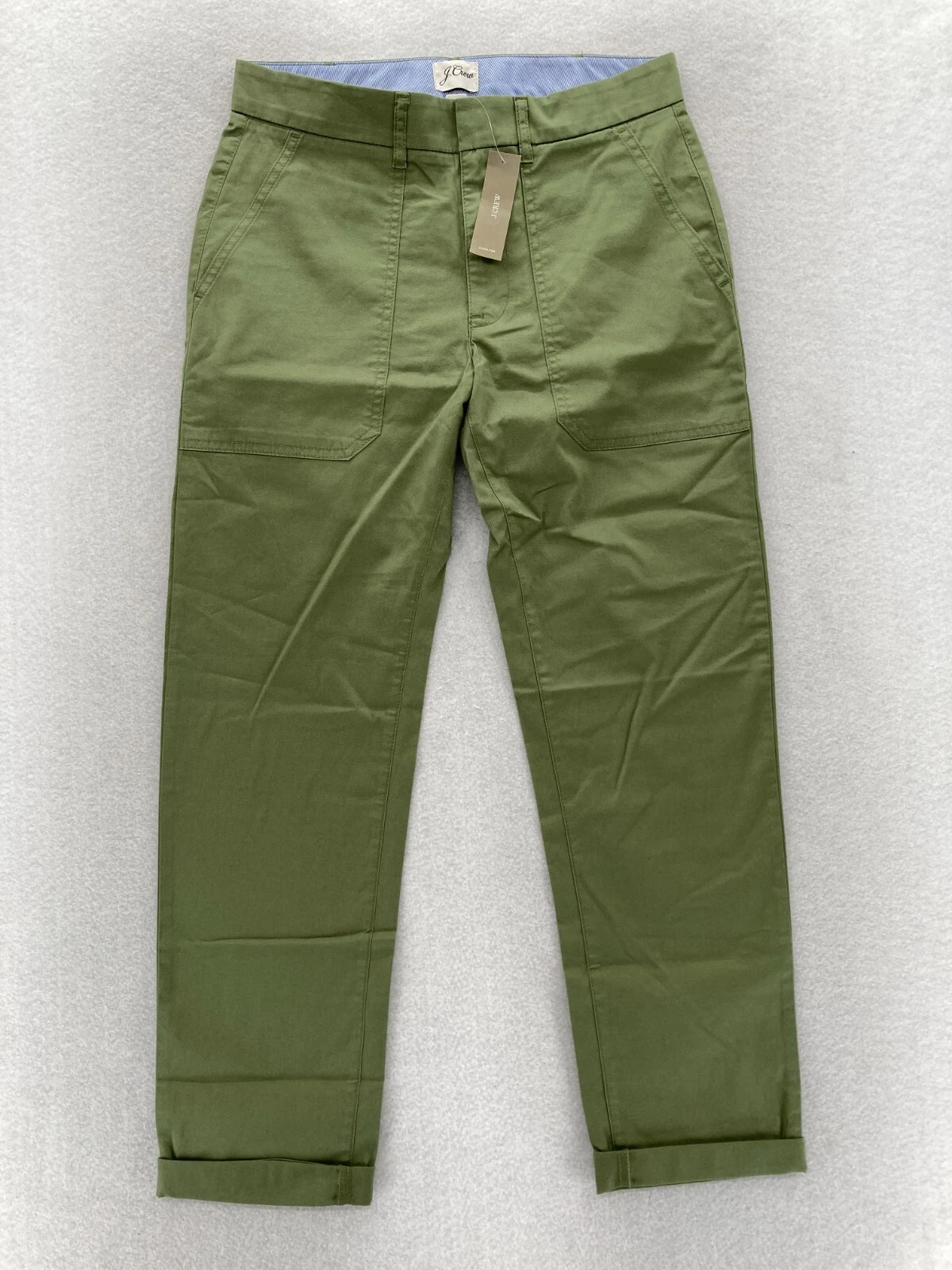 J.Crew Patch Pocket Slim Boyfriend Chino Pants Women's 24 Green Lightweight NWT