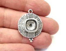 Ethnic Charms Pendant Bezels, Resin Blank, inlay Mountings Mosaic Frame Cabochon