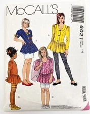 90’s McCalls Pattern 6021 Girls Ruffled Tunic Skirt Leggings Shorts Sz 14