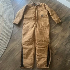 Berne Apparel Snowsuit Brown OnePiece Canvas Lined Winter Size Youth 14-16 Large