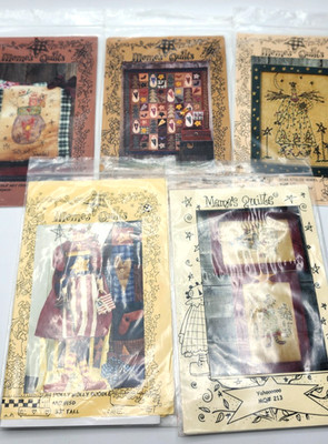 Lot of 5 Primitive Patterns. Meme's Quilts Doll Stitchery Quilt Blocks