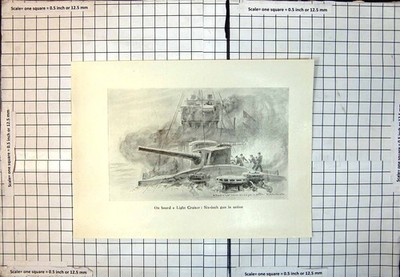 Print On Board Light Cruiser Six-Inch Gun In Action Men Loading WL Wyllie 386J