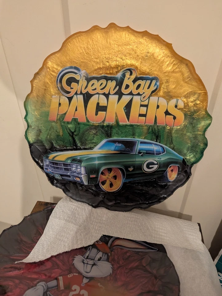 13-дюймовый круглый спортивный знак Green Bay Packers ручной работы единственный в своем роде - Изображение 3 из 3