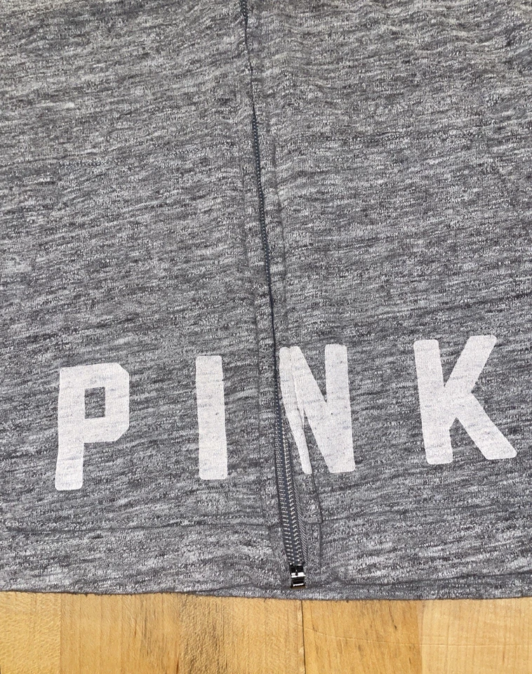 Mujer Victoria Secret Rosa Talla X Gris Cremallera Completa Chaqueta con Capucha Gris Y2K Perro Foto 4 de 4