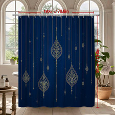 Elegant Gold and Navy Shower Curtain with Intricate Design