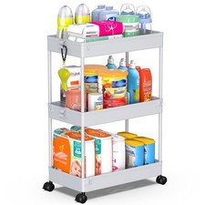 SPACEKEEPER Rolling Storage Cart 3 Tier Bathroom Cart Organizers with Wheels Lau