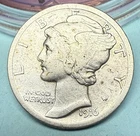 1916 Silver Mercury Dime Very Fine Silver Coin Semi-Key Date Coin.