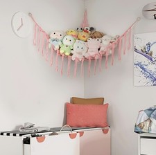 Jumbo Stuffed Animal Toy Hammock Corner Net Organizer Nursery & Playroom Pink