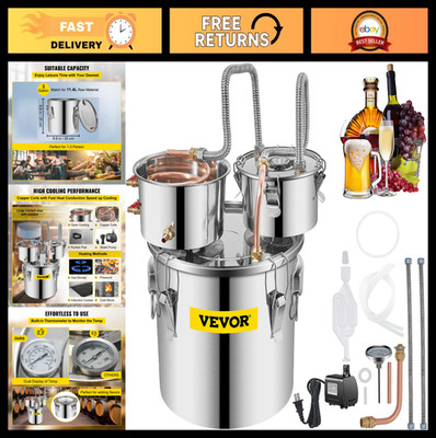 3 Gallon Stainless Steel Alcohol Distiller with Copper Tube & Thermometer, DIY W