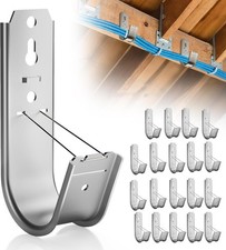 20 Pack J Cable Hook with Retainer Clip, 2-Inch Heavy Duty Wall Mount J-Hooks...