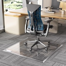 Tempered Glass 36x36 Beveled Edge Office Chair Mat Clear Smooth Floor Protect