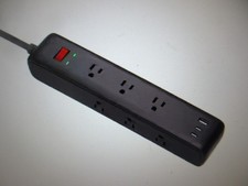 Commercial Electric 12 ft. 9-Outlet Surge Protector w 1 USB-A and 2 USB-C Black