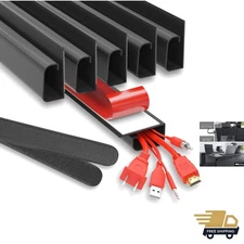 Cable Management 96in J Channel Cable Raceways - 6X 16in Black No Screw/No Dr...