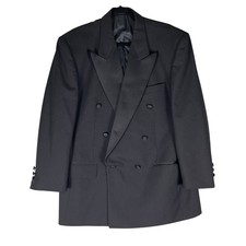 Pierre Balmain Tuxedo Jacket Mens 43 Reg Black Very Good Double Breasted Wool