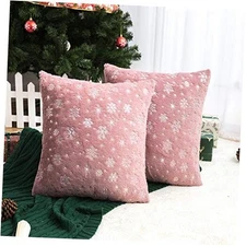  Soft Faux Fur Fuzzy Cute Decorative Throw 18" x 18" (Pack of 2) Heather Pink