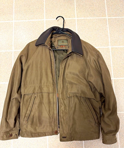 Vintage Rainforest Brown Suede and Leather Collar Coat Men’s Small - product listing photo