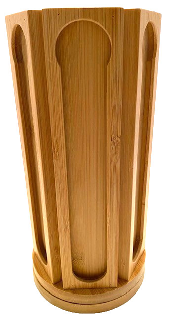 Gourmet Kitchen Lt. Brown Bamboo Rotating Coffee Pod Organizer for Nespresso