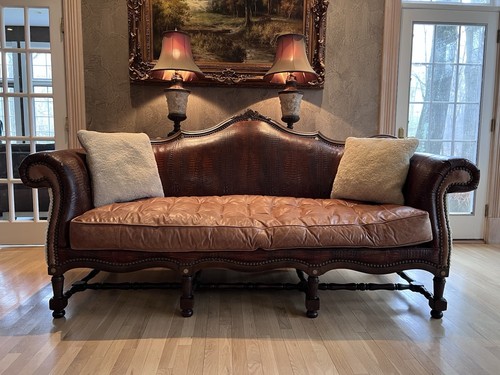 Old Hickory Tannery Duncan Distressed Leather Settee/Sofa/Loveseat Made in USA