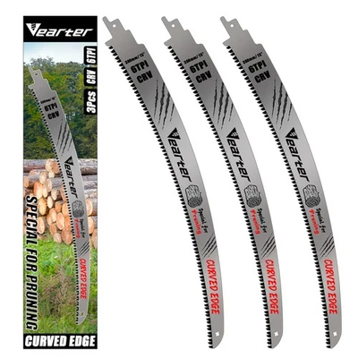 Vearter 3PC Reciprocating Wood Sabre Saw Blade 380mm Curved Edge Recip Saw Blade