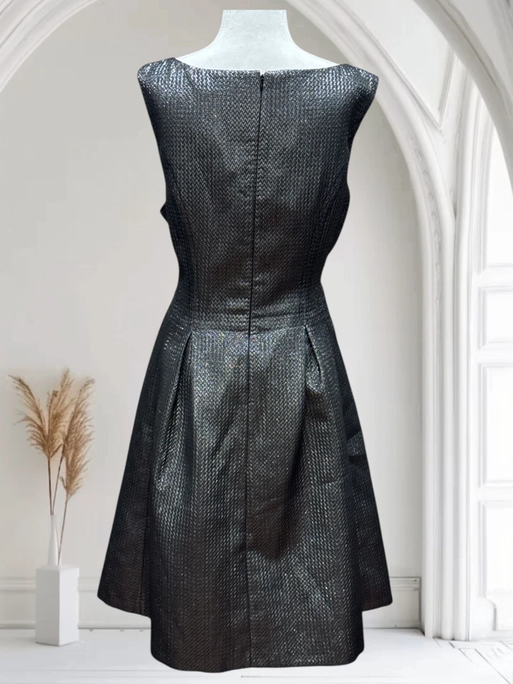 NUEVO Vestido de Fiesta Nine West Para Mujer Talla Grande 18 Negro Metálico Texturizado Sin Mangas Foto 3 de 4