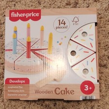 Fisher-Price Wooden Cake Pretend Play Set 14 Pieces Ages 3 HFX57