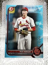 Pete Hansen 2022 1st Bowman Draft Sky Blue Parallel 005/499 #BD-128 Cardinals