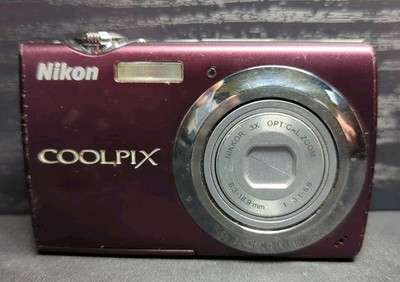 Nikon COOLPIX S220 10.0MP Digital Camera Plum 3x Zoom Works No