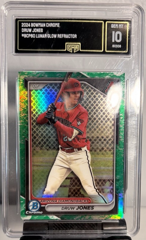 2024 Bowman Chrome Prospects Druw Jones #BCP-60 Lunar Glow Refractor (RC)  10