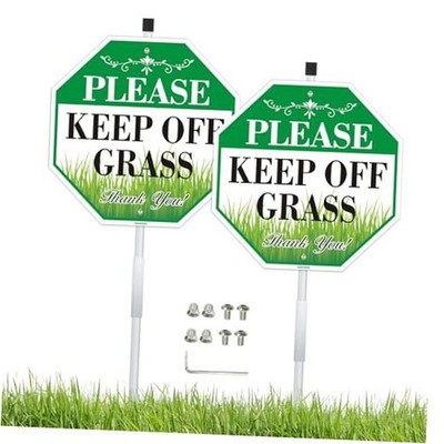 2 Pack Keep Off Grass Sign, Keep Dogs off Lawn Sign, 10''x10'' Rust Free Green