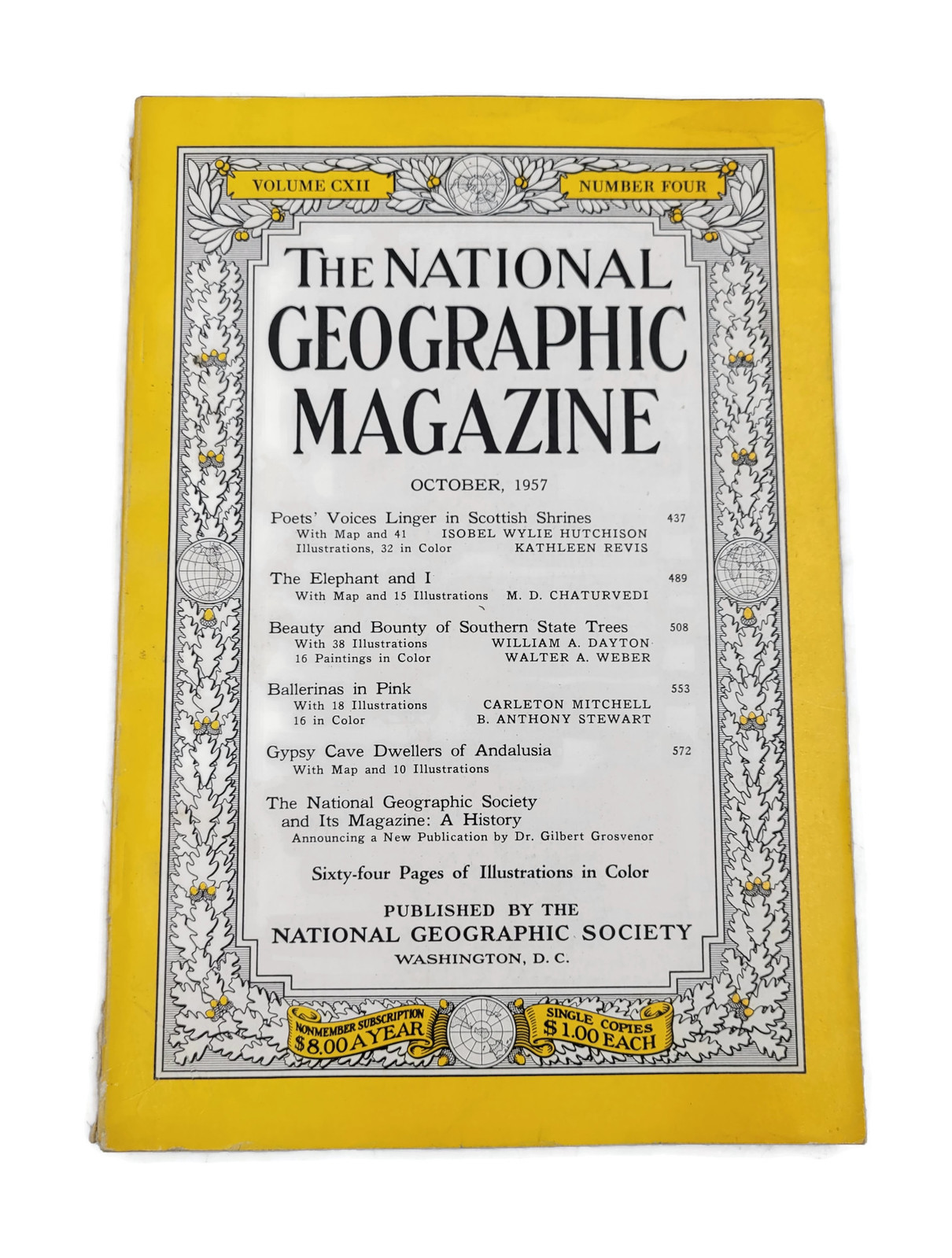 National Geographic October 1957 Scottish Shrines Elephants Andalusia