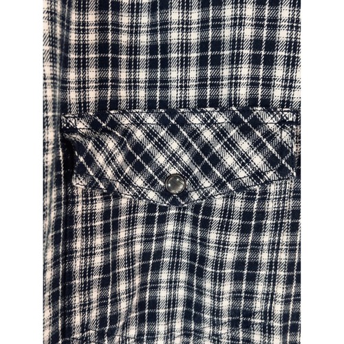 Cody James Mens 2XL Western Plaid Long Sleeve Snap Button Shirt Navy White - Picture 3 of 14