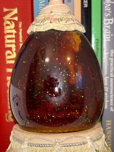 Vintage Glitter Snow Globe/Egg Globe with Carousel Horse & Floral Resin Base