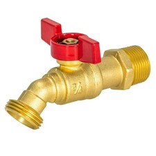 3/4 Inch MIP Brass Male Hose Bibb, 3/4 Inch MHT Outlet, Quarter Turn Shut Off...