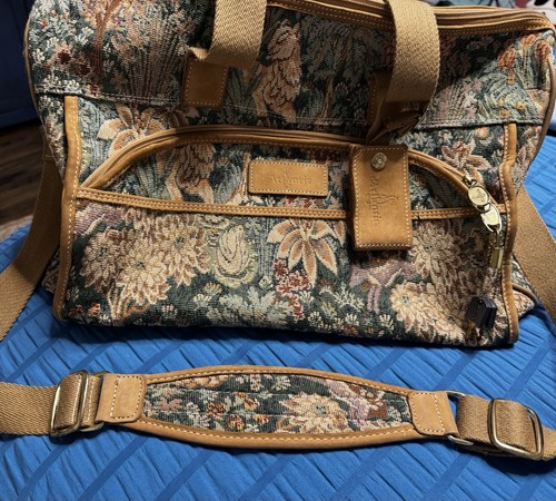 Atlantic Tapestry Weekender Bag With Locks And Keys Leather Trim Perfect Inside 