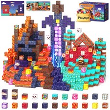 154pcs Magnetic Blocks Mine Magnet World Block Cubes Toy With Magnet Board Fo...