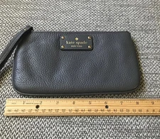 Kate Spade Leila Medium L Zip Wristlet Pebble Gray  Leather  Wallet
