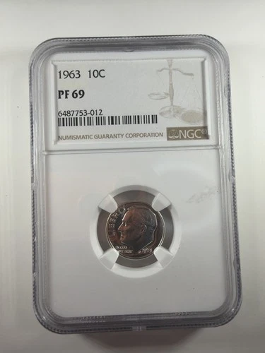 1963 Roosevelt Dime 10C NGC PF69 90% Silver Coin