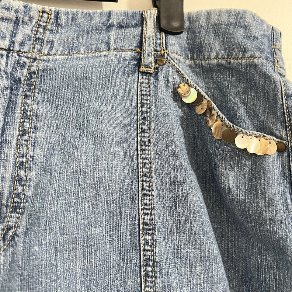 Falda Jean Kate Hill Midi Denim Talla 14 W Y2K Años 90 Grunge Línea A Modesta Retro Foto 2 de 4