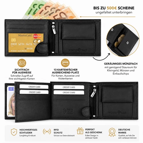 ELYARZI Leather Wallet, RFID Protection, Black, photo 2