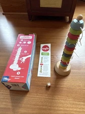 Tugged Don't Topple The Tower Wooden Game by Marbles Brain Workshop EUC