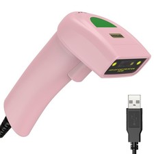 Symcode USB 1D Barcode Scanner, Handheld Wired CCD Laser Pink