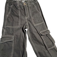 BDG Urban Outfitters Black Contrast Stitch Cargo Pants Womens W24 L32 Wide Leg