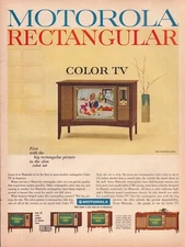 1965 Motorola Rectangular Color TV  Print Ad Television Set Furniture