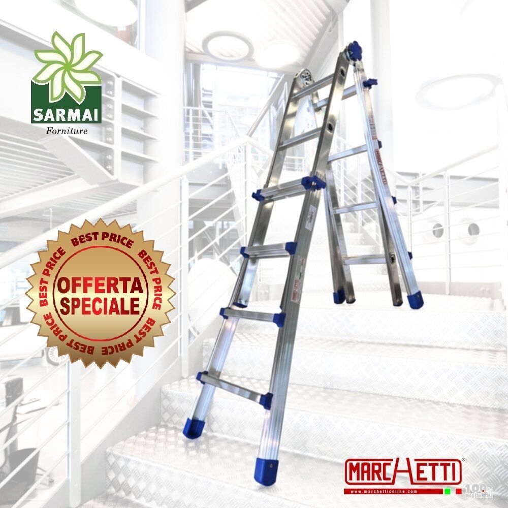SCALA TELESCOPICA TRASFORMABILE EQU55 MARCHETTI 10+10 FINO 4,90 MT PROFESSIONALE