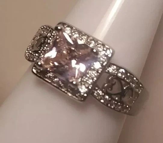 NEW Women Jewerly Set Pink Cubic Zirconia Pendant Necklace Sterling silver ring - Image 3 of 4