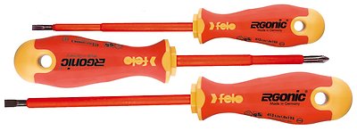 Felo 0715753175 Ergonic Insulated Slotted and Phillips Screwdrivers, Set of 3