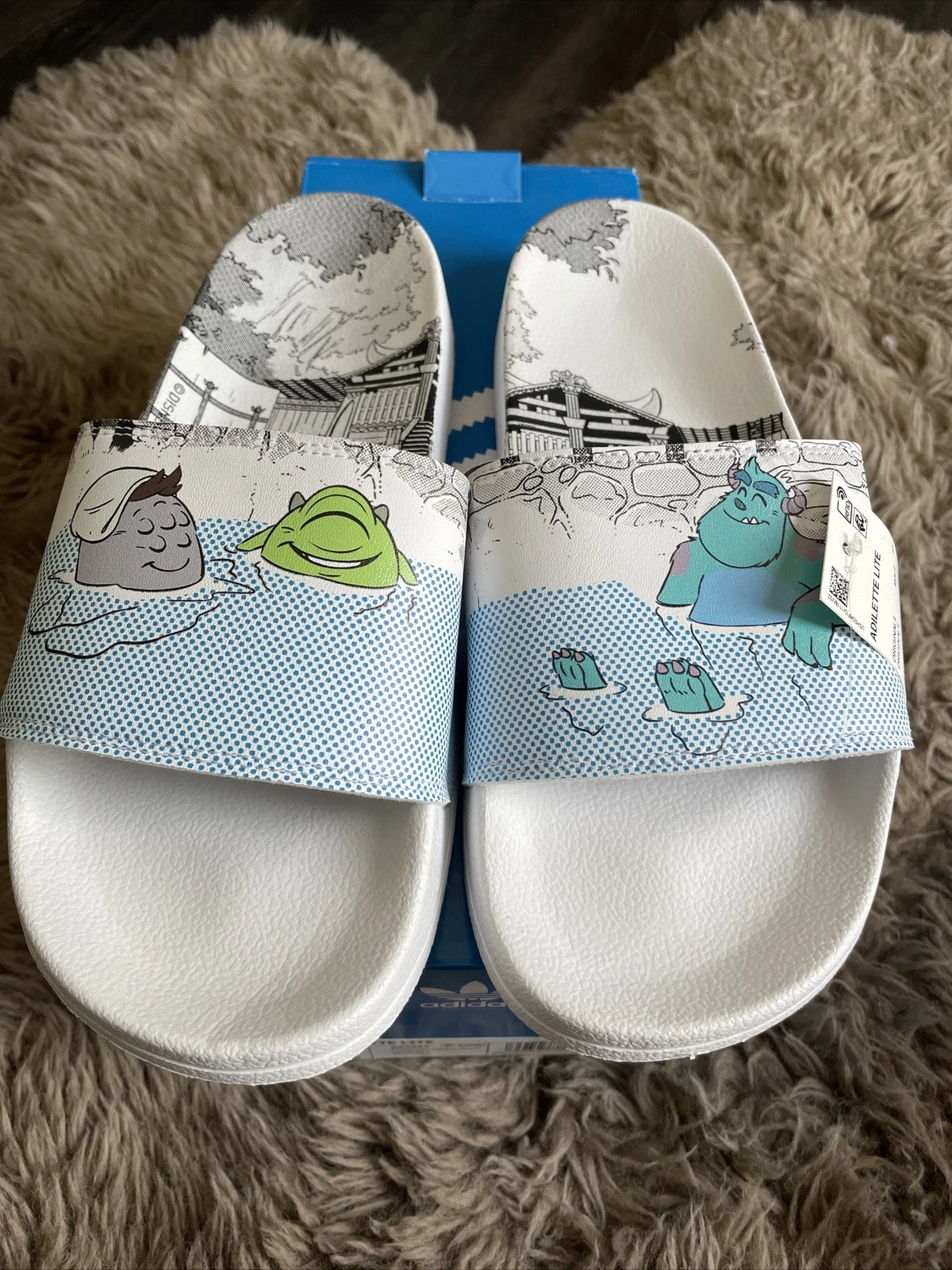 Diapositive da uomo Adidas Adilette Lite Disney Pixar Monsters Mike Sully taglia 10 nuove con etichette