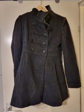 Jane Norman Ladies Winter Military Style Smart Coat, Size 8, Bnwot, Black, Wool