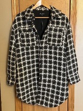 Marled Tweed Black White Blazer Gold Size Medium M Jacket