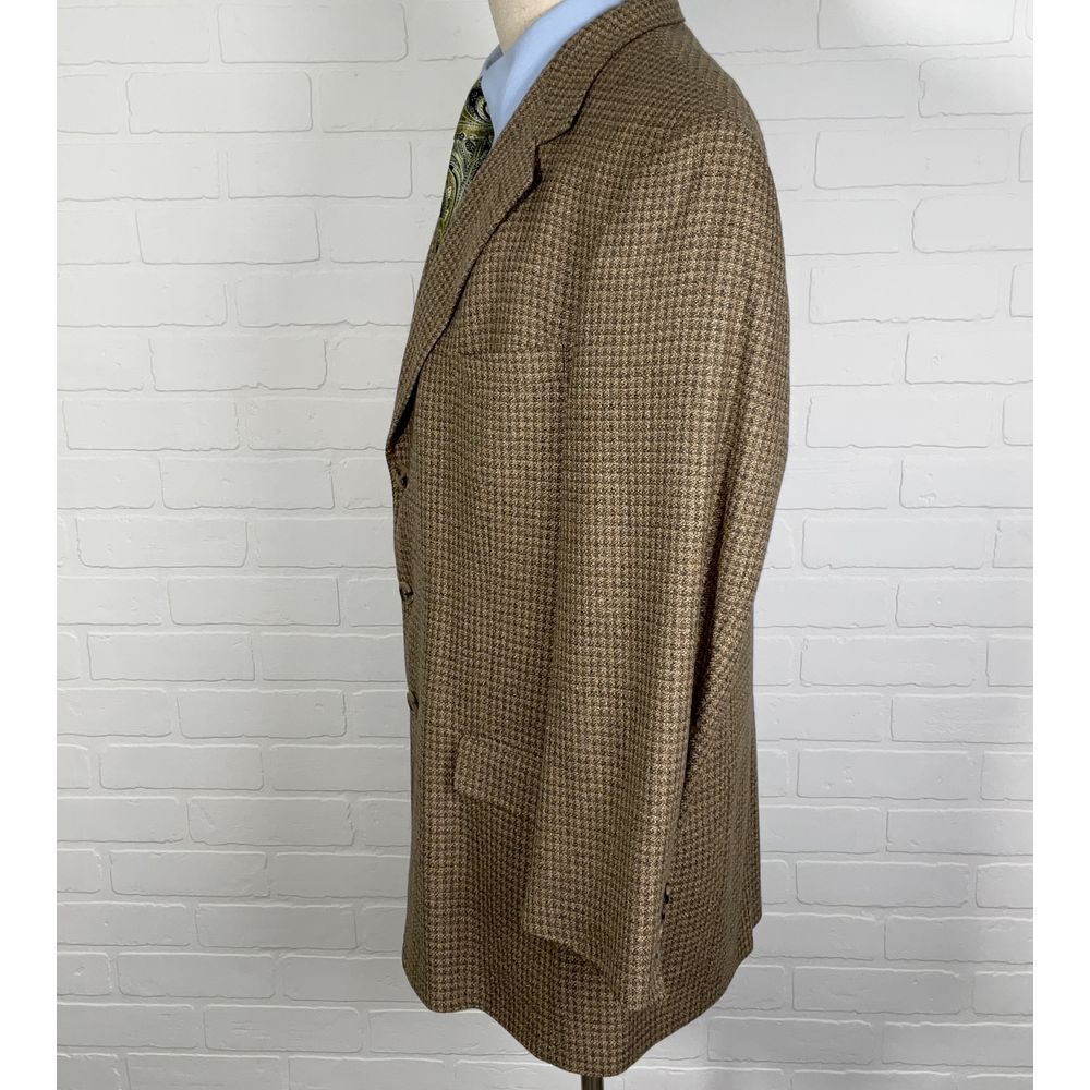 Austin Reed Blazer Men 44R Brown Tan Check Wool Tweed Suit